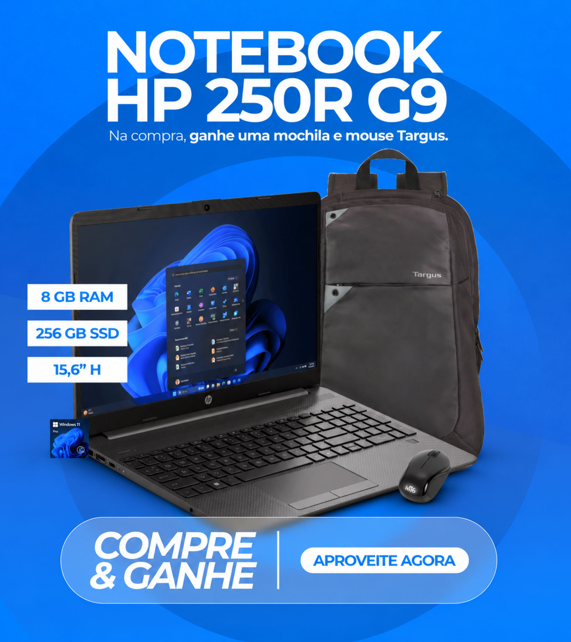 Compre seu Notebook HP e leve Mochila e Mouse Targus
